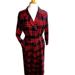 Vtg. Bard's Women’s M L Wool blend bath robe red plaid